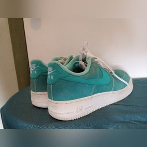 Nike Air Force ones low top teal suede leather